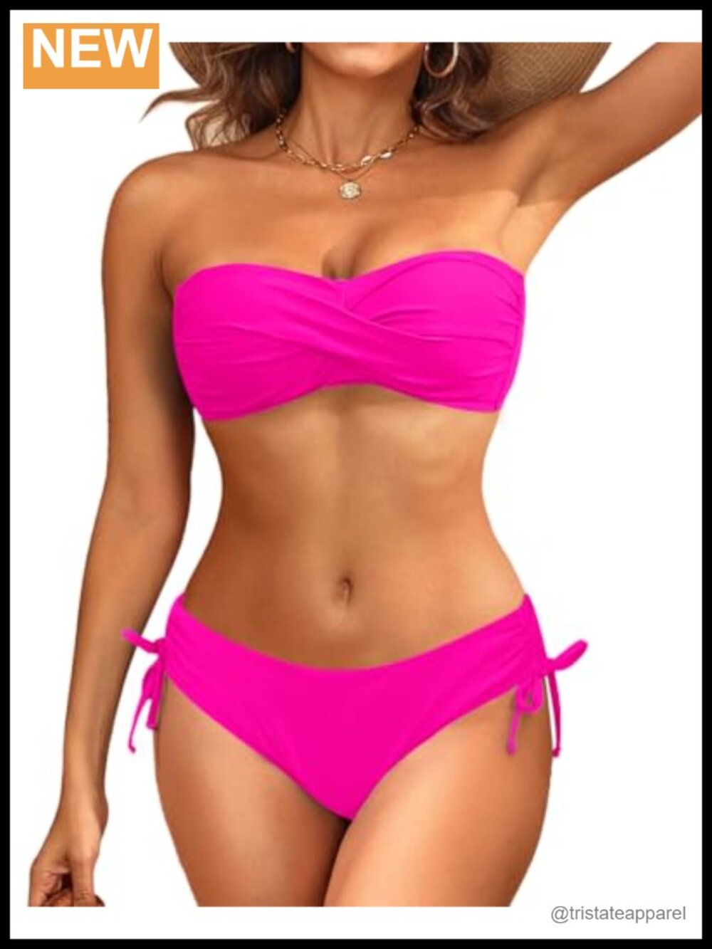 Strapless Bandeau Bikini Set Twist Front Two Piece Swimsuit Low Rise